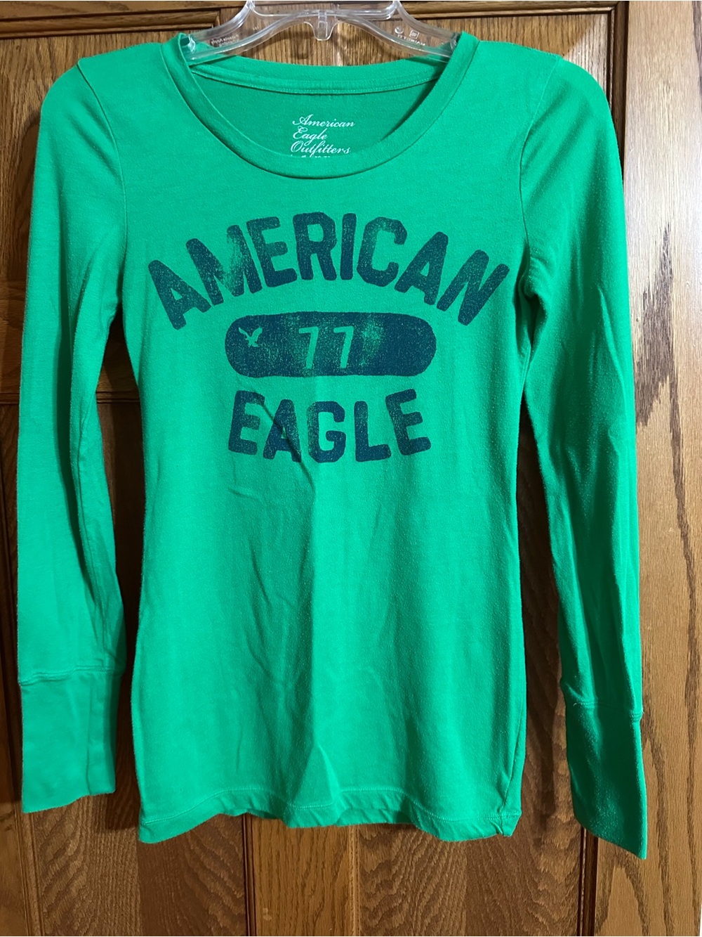American Eagle Outfitters Bright Green Long-Sleeve Graphic Tee